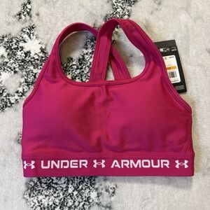 Under Armour‎ Sports Bra Womens Size S Pink Crossback Mid Weight Training Boxing